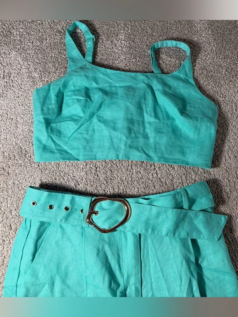 House of Harlow Green Linen Blend Matching Set